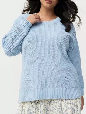 Torrid light pastel blue chenille knit soft pullover sweater womens 1X NWT